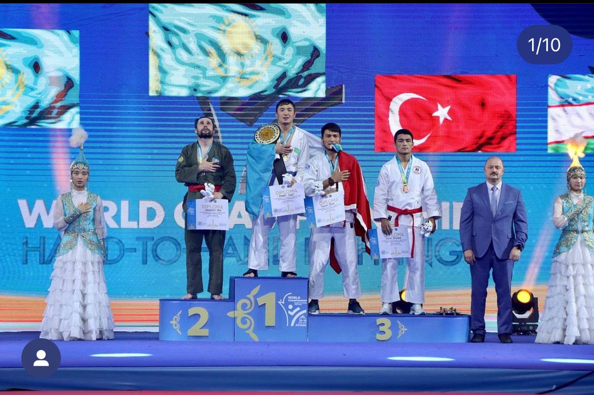 Асет Анарбаев в весовой категории 73 кг на чемпионате Мира по рукопашному бою   занял 1 место 